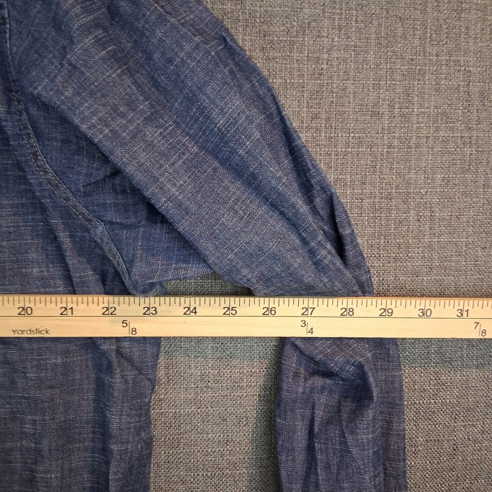 Wrangler Mens Blue Denim Western Snap Button Down Shirt 2XL Long‎ Sleeve 0810 - Picture 5 of 7